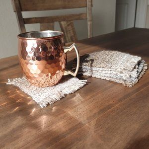 Boho Fringe Mug Rug Coasters (6)  Warm Ombre Light